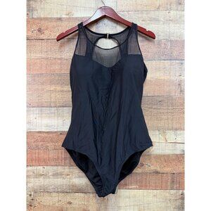 Black One-Piece Swimsuit With Sheer Mesh Accent Sz 18 By Swimsuits For All
